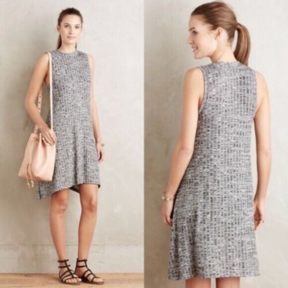 Maeve Anthropologie Heather Gray Ribbed Dress